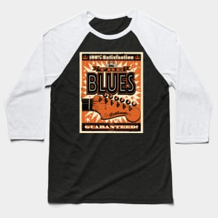 Bold Retro Style Blues Poster Baseball T-Shirt